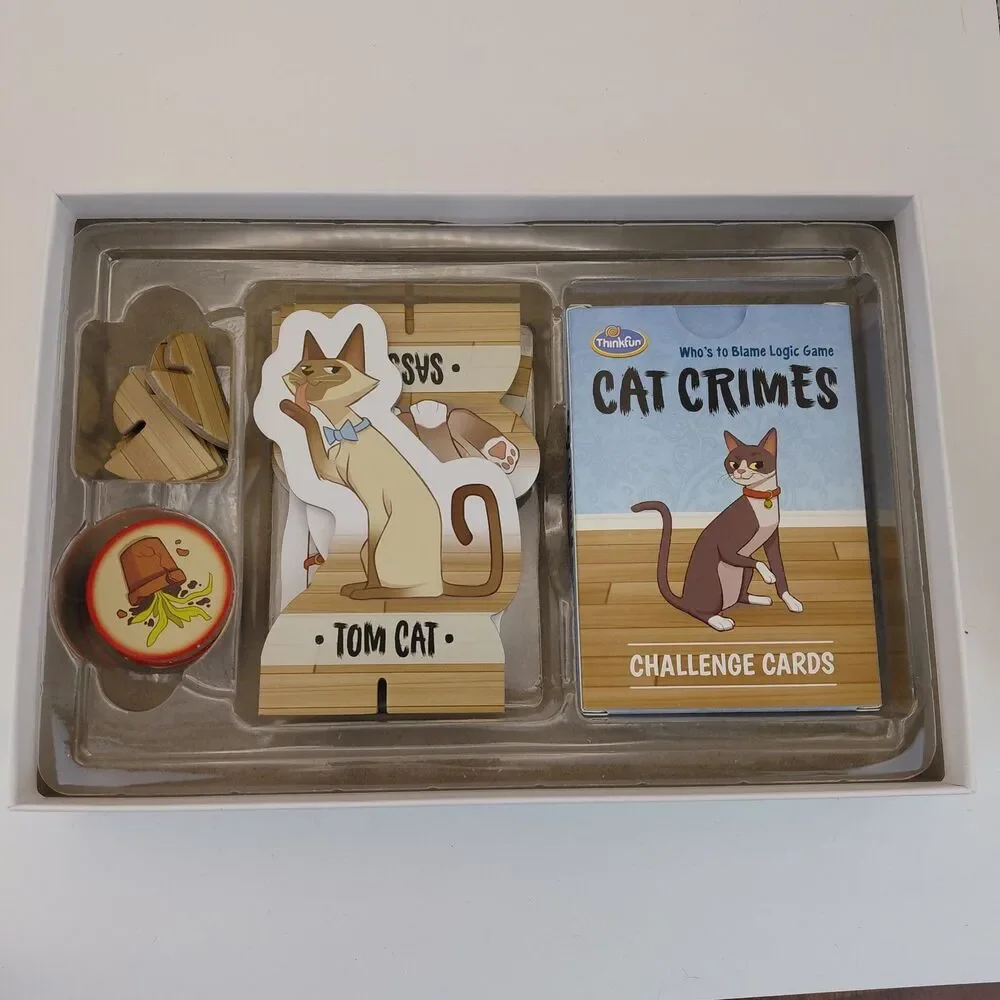 Cat Crimes Logic Game ThinkFun Ages 8+ Single Player Beginner- Expert EUC